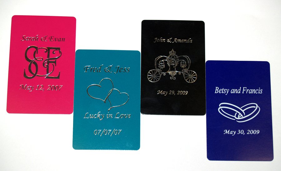 Custom Foil Stamped Playing Card Samples for a wedding