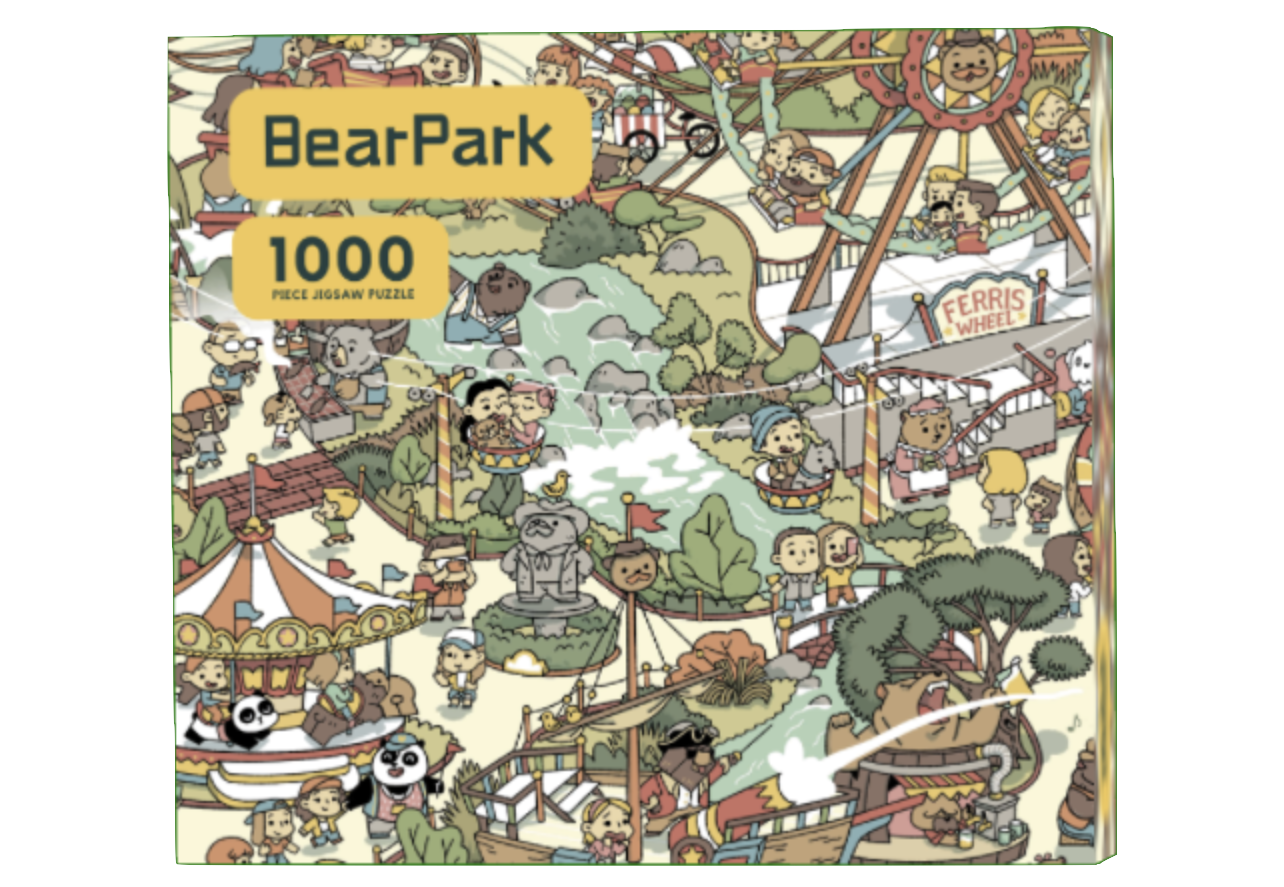 A box containing Bear Park's 1000 piece jigsaw puzzle