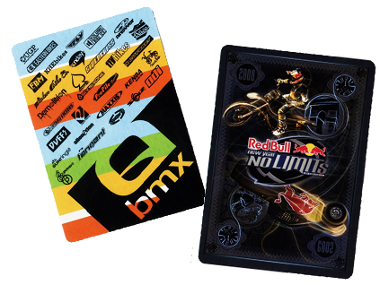 Custom promotional playing cards for famous brands: BMX & Red Bull
