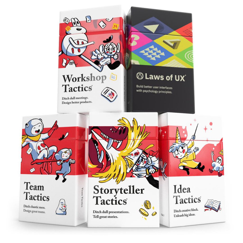 A stack of card boxes for Educational Games